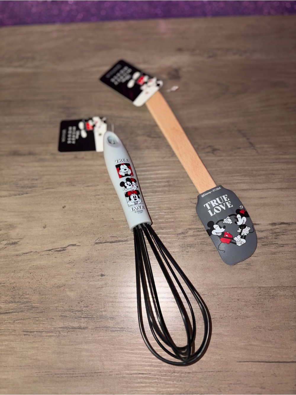 🏝️🎉Disney Mickey & Minnie True Love Spatula & Whisk Set NWT Kitchen Utensils